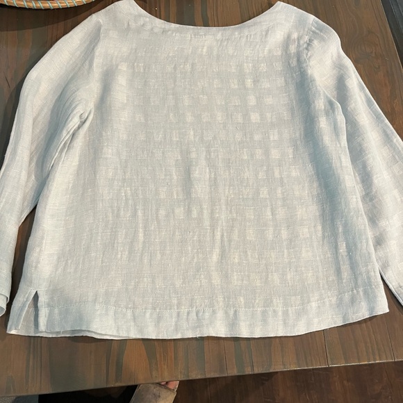 Silver-blue linen blouse - Picture 5 of 5